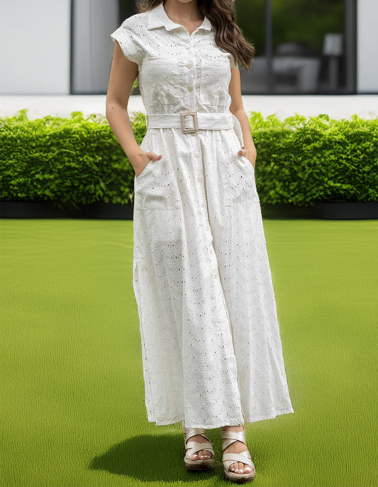 VESTIDO OJALILLO ESTILO CAMISERO BLANCO