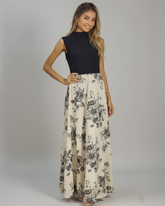 VESTIDO FLORES DE MEDIA NOCHE