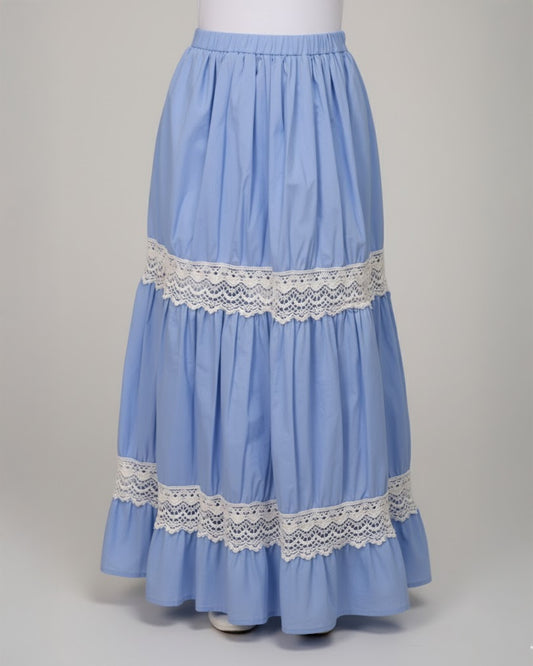 FALDA TOSCANA ENCAJE AZUL